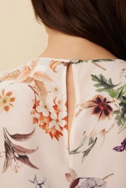 Odilia Washable Silk Blouse - Botanic Floral Ivory -Mode Weft Sales Store 10175 Odilia Silk Botanic Floral Ivory 5
