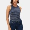 Jillian Dream Knit Tank - Navy Natural Stripe -Mode Weft Sales Store 10177 Jillian Stripe Amsterdam Stripe Navy Natural 1