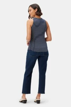 Jillian Dream Knit Tank - Navy Natural Stripe -Mode Weft Sales Store 10177 Jillian Stripe Amsterdam Stripe Navy Natural 3