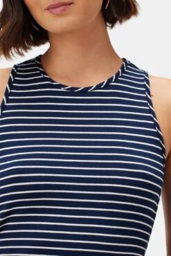 Jillian Dream Knit Tank - Navy Natural Stripe -Mode Weft Sales Store 10177 Jillian Stripe Amsterdam Stripe Navy Natural 4