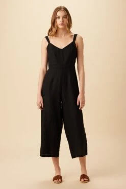 Taya Linen Jumpsuit - Black