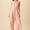 Taya Linen Jumpsuit - Rust Natural Stripe