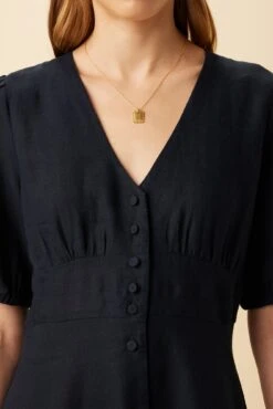 Odette Linen Dress - Navy -Mode Weft Sales Store 10191 Odette Linen Navy 4