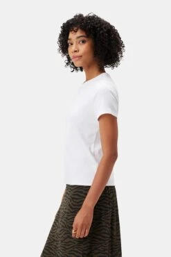 Eleanor Baby Rib Tee - White -Mode Weft Sales Store 10194 Eleanor White Baby Rib 2