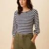Issa Reverie Knit Tee - Navy Natural Stripe -Mode Weft Sales Store 10263 Issa Stripe Paris Stripe Ivory Navy 1
