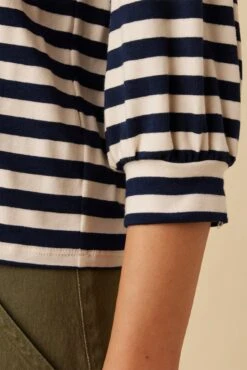 Issa Reverie Knit Tee - Navy Natural Stripe -Mode Weft Sales Store 10263 Issa Stripe Paris Stripe Ivory Navy 4