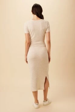 Colombe Scallop Knit Dress - Natural Oatmeal -Mode Weft Sales Store 10266 SS Colombe Scallop Natural Oatmeal 3