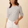 Cecelia Long Sleeve Reverie Slub Tee - Gigi White Stripe -Mode Weft Sales Store 10271 LS Cecelia Gigi White Stripe 1