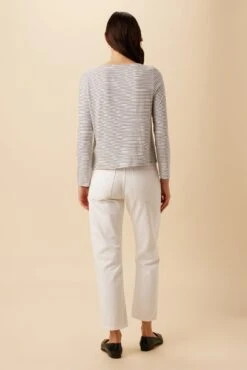 Cecelia Long Sleeve Reverie Slub Tee - Gigi White Stripe -Mode Weft Sales Store 10271 LS Cecelia Gigi White Stripe 3