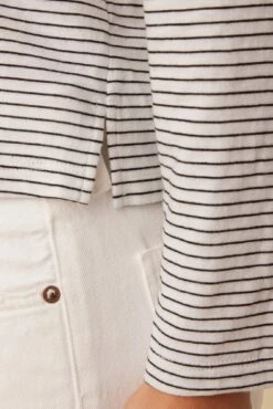 Cecelia Long Sleeve Reverie Slub Tee - Gigi White Stripe -Mode Weft Sales Store 10271 LS Cecelia Gigi White Stripe 4