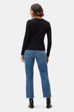 Eleanor Long Sleeve Baby Rib Tee - Black -Mode Weft Sales Store 10277 Eleanor LS Black 3