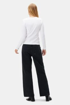 Eleanor Long Sleeve Baby Rib Tee - White -Mode Weft Sales Store 10277 Eleanor LS White 3