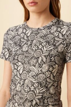 Eleanor Viscose Knit Tee - Nina Black -Mode Weft Sales Store 10340 Eleanor Nina Black 4