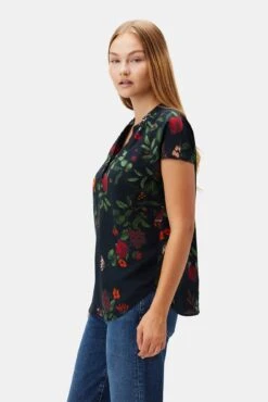 Renata Washable Silk Blouse - Osaka Floral -Mode Weft Sales Store 1068 Renata Silk Osaka Floral 2