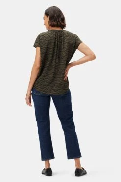 Renata Washable Silk Blouse - Zebra Green Black -Mode Weft Sales Store 1068 Renata Silk Zebra Green Black 3