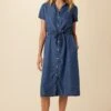 Hillary Eco Chambray Dress - Indigo -Mode Weft Sales Store 1244 Hillary Indigo 1