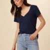 Joline Reverie Slub Tee - Navy Slub -Mode Weft Sales Store 1334 Joline Navy 1