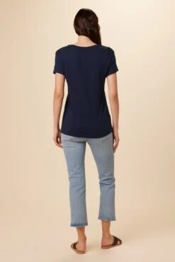 Joline Reverie Slub Tee - Navy Slub -Mode Weft Sales Store 1334 Joline Navy 3