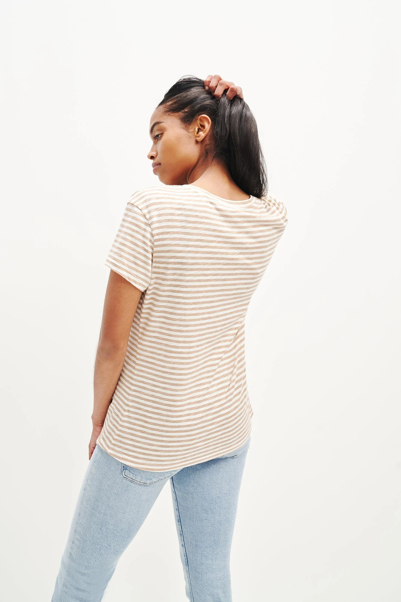 Joline Reverie Slub Tee - Soleil Stripe Tan 5 Joline Reverie Slub Tee - Soleil Stripe Tan - Image 3
