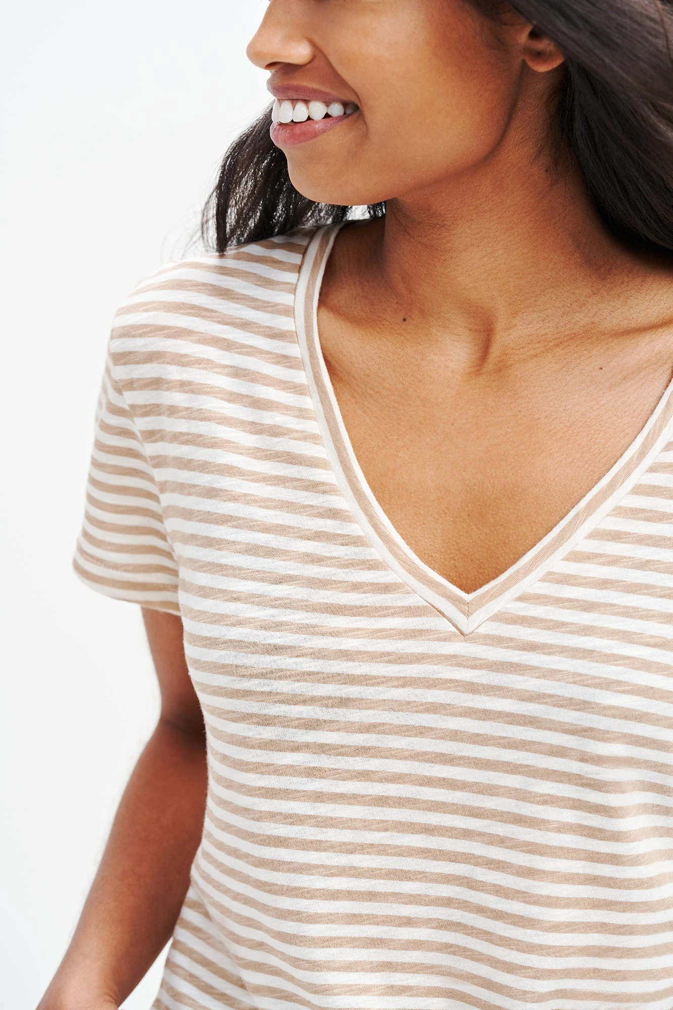 Joline Reverie Slub Tee - Soleil Stripe Tan 6 Joline Reverie Slub Tee - Soleil Stripe Tan - Image 4