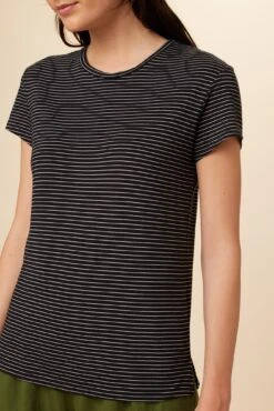 Leif Tencel Slub Tee - Gigi Black Stripe -Mode Weft Sales Store 1335 Leif Gigi Stripe Black 4