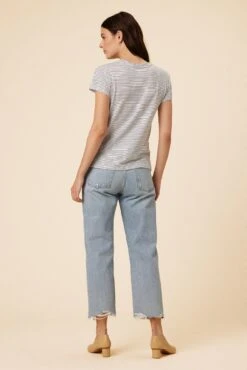 Leif Tencel Slub Tee - Gigi White Stripe -Mode Weft Sales Store 1335 Leif Gigi Stripe White 3