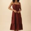 Elio Ramie Viscose Midi Dress - Rust -Mode Weft Sales Store 13 10201 Elio Ramie Rust 1