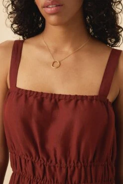 Elio Ramie Viscose Midi Dress - Rust -Mode Weft Sales Store 13 10201 Elio Ramie Rust 4