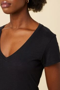 Joline Reverie Slub Tee - Black -Mode Weft Sales Store 14 1334 Joline Black 4