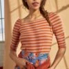Amela 3/4 Sleeve Reverie Knit Tee - Quartz And Umber -Mode Weft Sales Store 15 BLAZEMIRABEL 4272