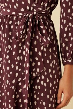 Elma Washable Silk Dress - Pebble Dot Plum -Mode Weft Sales Store 19 9555 Elma Plum Ivory 5