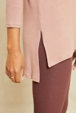 Celine 3/4 Sleeve Dream Rib Tee - Quartz -Mode Weft Sales Store 211013 AV October ECOMM 0069CelineQuartzDreamRib 8375 web 4f52dee3 d01c 4866 8b9d 98e0c62fe968