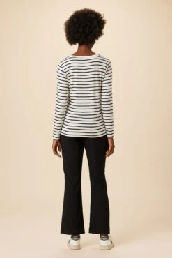 Berkeley Long Sleeve Dream Knit Tee - Marine Stripe -Mode Weft Sales Store 21 0108 Long Sleeve Berkeley Marine Stripe 3