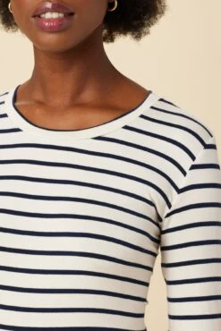 Berkeley Long Sleeve Dream Knit Tee - Marine Stripe -Mode Weft Sales Store 21 0108 Long Sleeve Berkeley Marine Stripe 4