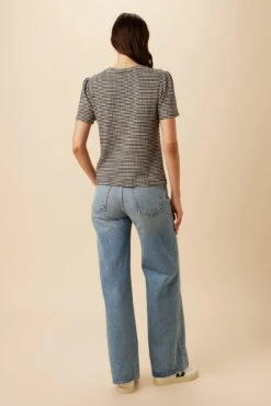 Odilia Scallop Knit Tee - Natural Black -Mode Weft Sales Store 2304 SS Scalloped Odilia Natural Black 3