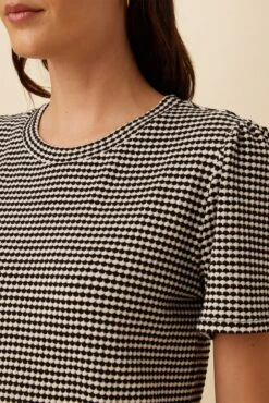 Odilia Scallop Knit Tee - Natural Black -Mode Weft Sales Store 2304 SS Scalloped Odilia Natural Black 4