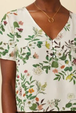 Willa Washable Silk Blouse - Silverwood Floral -Mode Weft Sales Store 2464 Willa Silverwood Floral 4