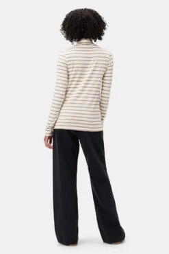 Flannery Dream Knit Turtle Neck - Ivory Camel Stripe -Mode Weft Sales Store 2518 Flannery Harbor Stripe Ivory Camel 3