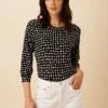Issa Viscose Knit Tee - Valencia Dot Black -Mode Weft Sales Store 26 Issa Viscose Valencia Dot Black 1
