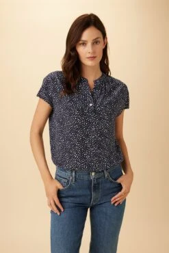 Renata Washable Silk Blouse - Trieste Dot