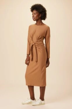 Russo Luxe Fleece Dress - Camel -Mode Weft Sales Store 28 0050R1 Russo Camel 2