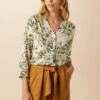Amy Washable Silk Blouse - Silverwood Floral -Mode Weft Sales Store 3202R1 Amy Silverwood Floral 1