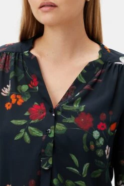 Amy Washable Silk Blouse - Osaka Floral -Mode Weft Sales Store 3202R3 Amy Osaka Floral 4
