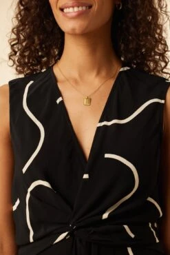 Olive Viscose Crepe Dress - Waves -Mode Weft Sales Store 7540 Olive Crepe Waves 4