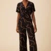 Fantasia Washable Silk Jumpsuit - Waves Caramel -Mode Weft Sales Store 7551 Fantasia Silk Waves Caramel 1