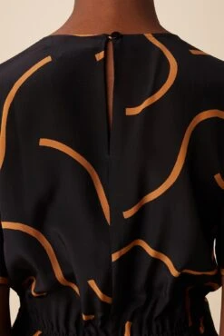 Fantasia Washable Silk Jumpsuit - Waves Caramel -Mode Weft Sales Store 7551 Fantasia Silk Waves Caramel 5