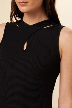 Leah Paris Rib Dress - Black -Mode Weft Sales Store 7916 Leah Black 4