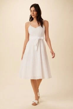 Adelina Cotton Eyelet Midi Dress - White