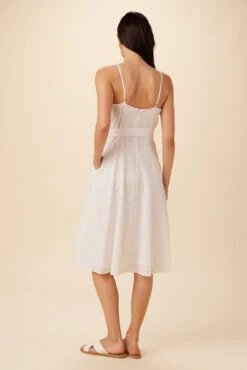 Adelina Cotton Eyelet Midi Dress - White -Mode Weft Sales Store 7944 Adelina White 3