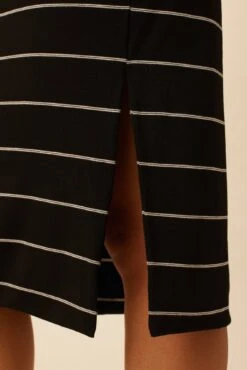 Miley Dream Knit Dress - Havana Stripe Black -Mode Weft Sales Store 8322 Miley Black Havana Stripe 4